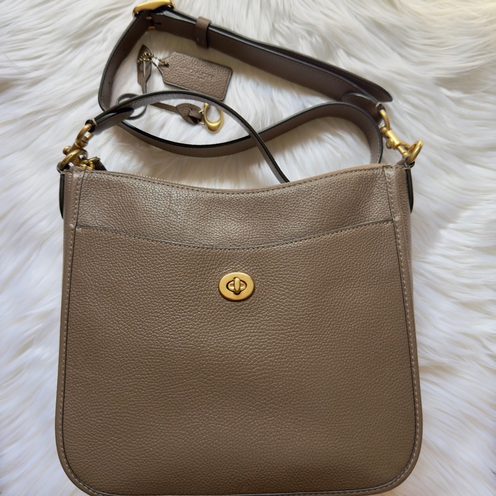 Coach Chaise Leather Shoulder/Crossbody Bag in Dark Stone